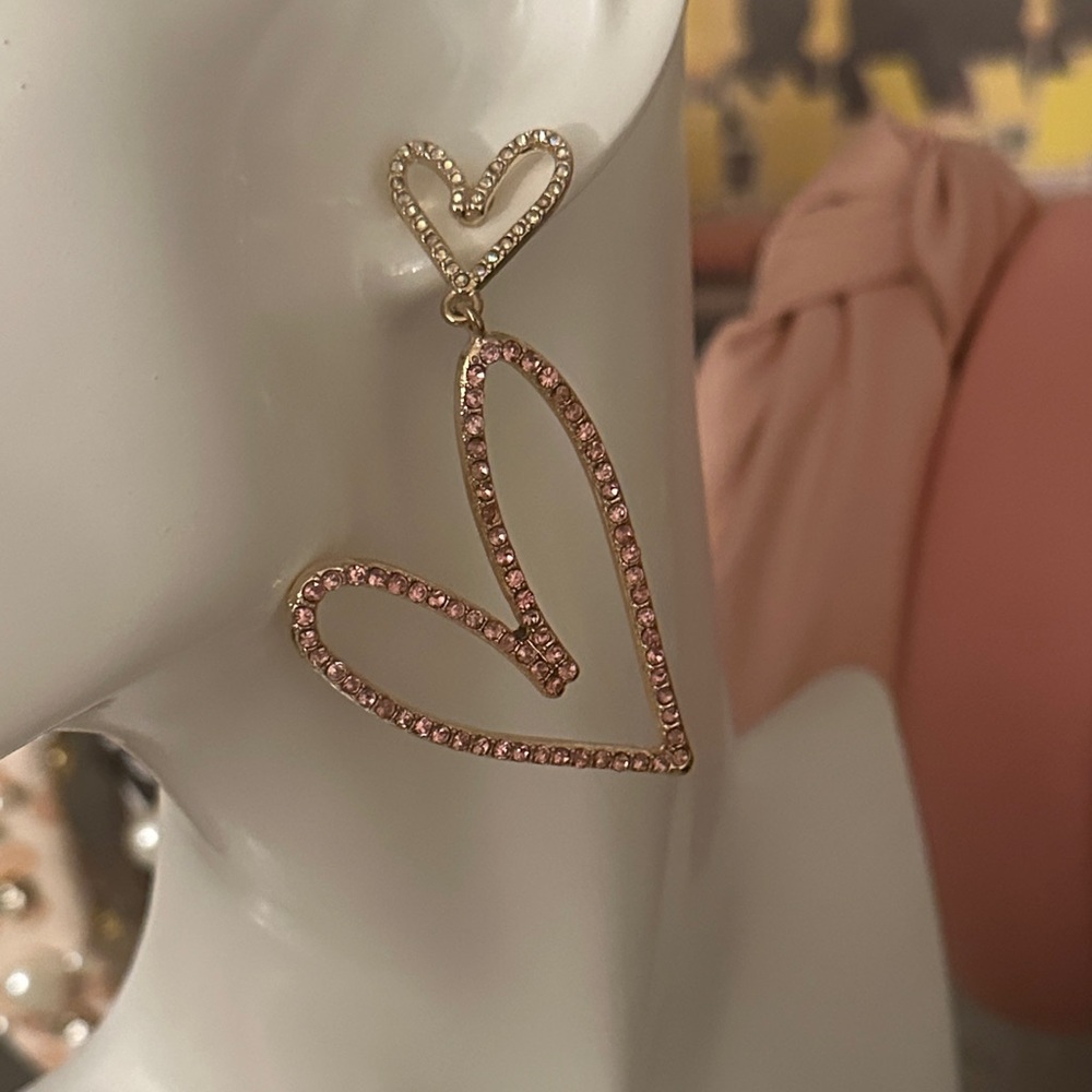 Betsey Johnson Pink Heart Earrings NWT